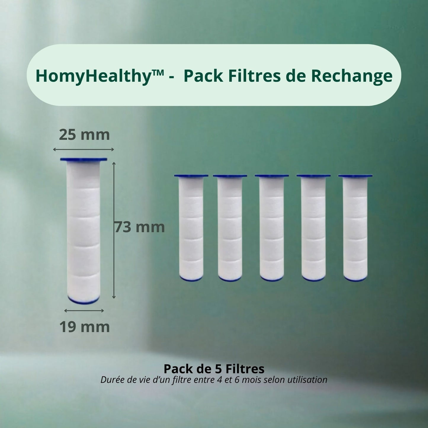 Pack de 5 filtres de rechange pour douche filtrante HOMYHEALTHY - 2 ans de beauté pour peau douce et cheveux brillants