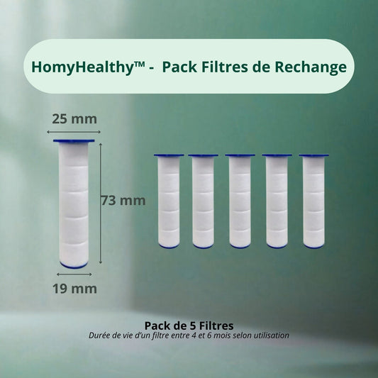 Pack de 5 filtres de rechange pour douche filtrante HOMYHEALTHY - 2 ans de beauté pour peau douce et cheveux brillants