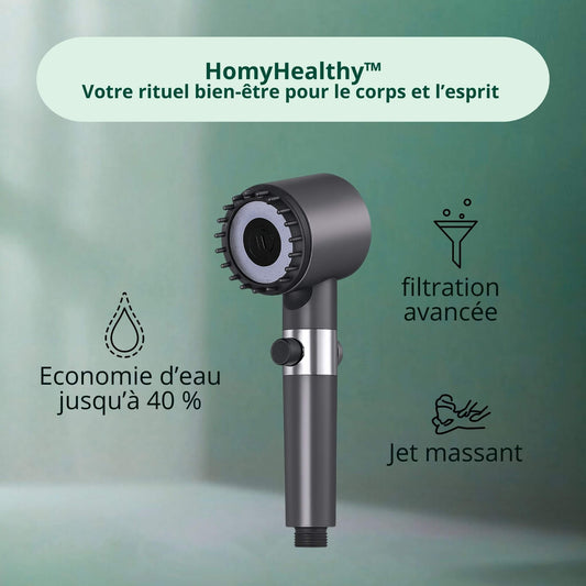 Douche filtrante multi-jets Pack Zen HOMYHEALTHY - Eau pure et peau douce