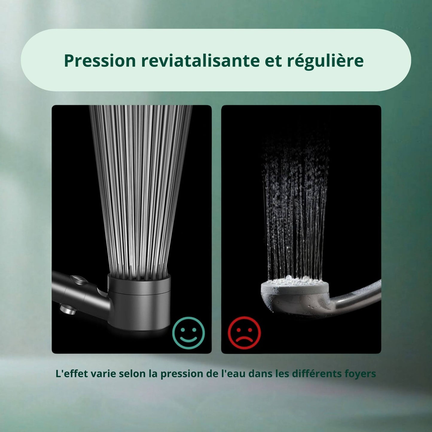 Réglage de la pression d'eau de la douche filtrante multi-jets HOMYHEALTHY
