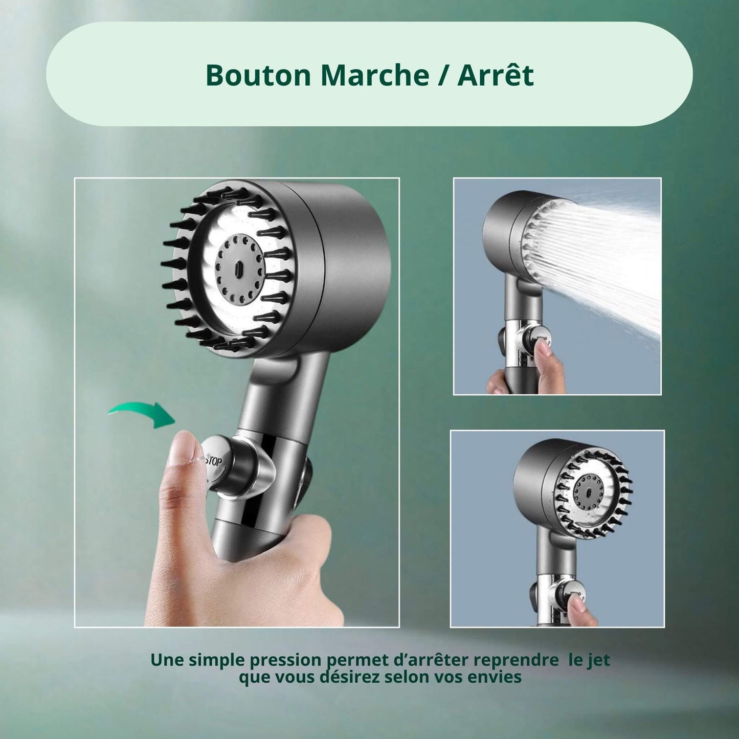 Bouton marche/arrêt de la douche filtrante HOMYHEALTHY Pack Zen