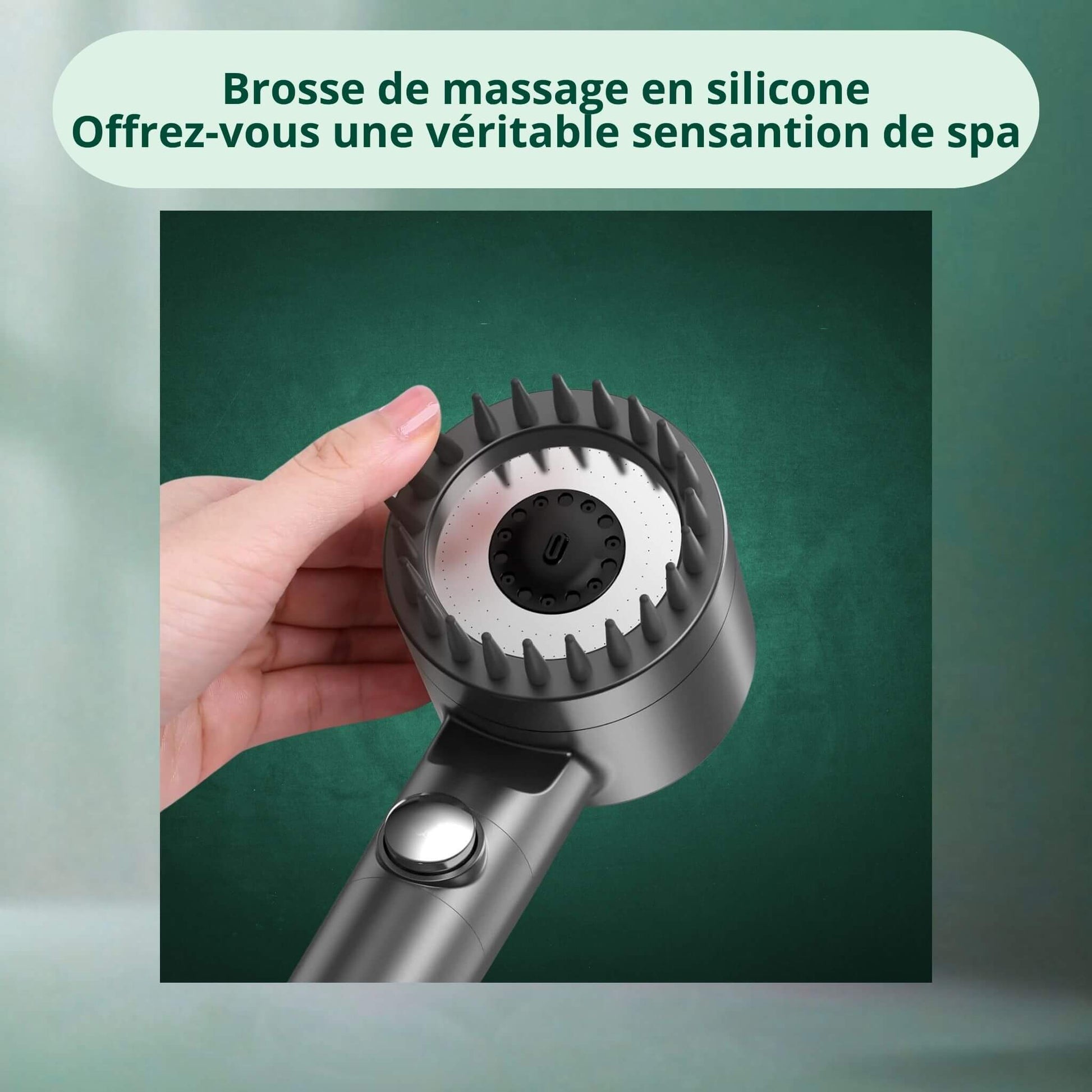 Tête de douche en silicone avec picots massants HOMYHEALTHY